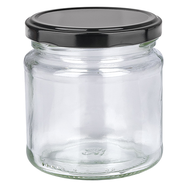 212ml kulat&#225; sklenice s v&#237;&#269;kem BasicSeal &#269;ern&#225; UNiTWIST