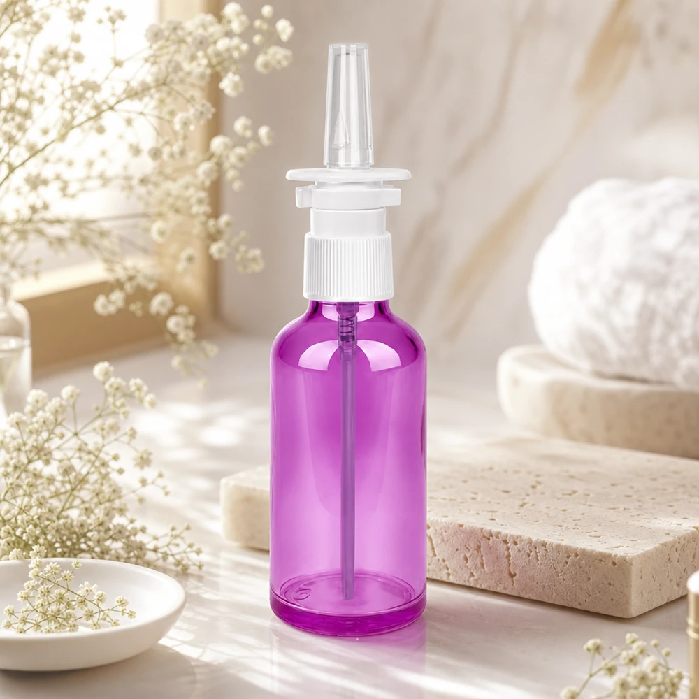 Apothekenqualität 50ml Nasensprayflasche lila mit feinem Sprühnebel für sanfte Behandlung