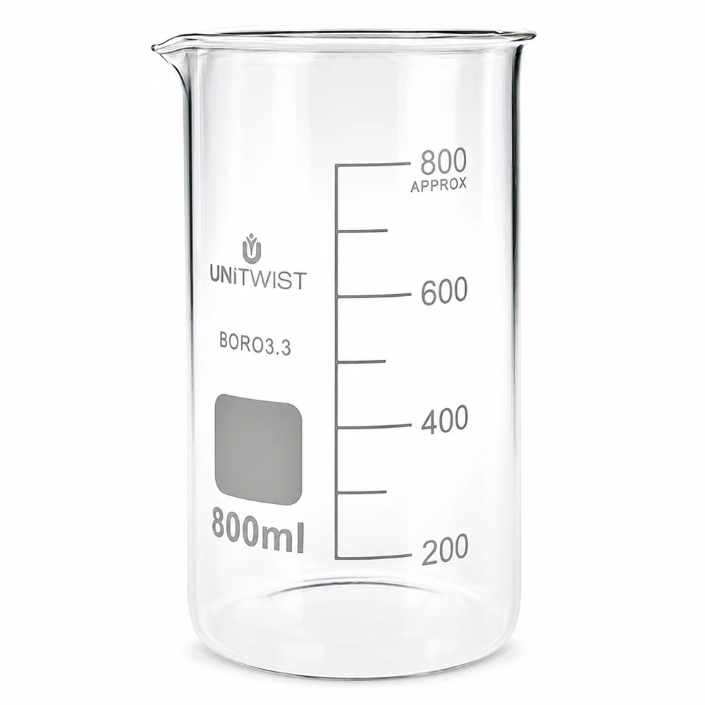Kádinka 800 ml borosilikátová, vysoká forma UNiTWIST Großes Becherglas 800ml hohe Form Borosilikat für Labor und Wissenschaft UNITWIST