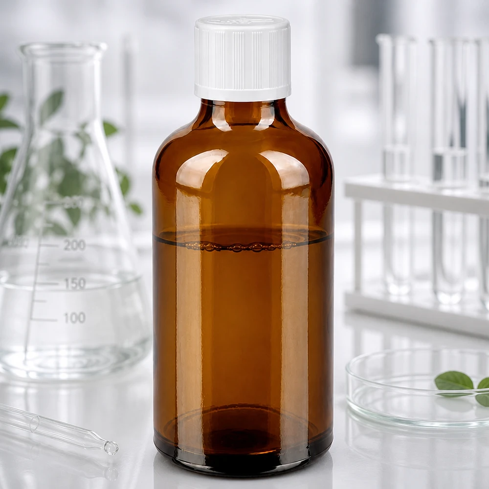 Lékárenská láhev hnědá 50ml šroubovací uzávěr bílý standardní odolný proti otevření dětmi. 50ml Apothekerflasche Braunglas lichtgeschützt mit kindersicherem Verschluss weiß