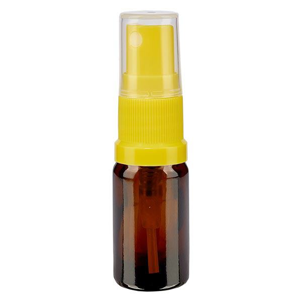 Lékárenská lahvička hnědá 5ml s rozprašovačem žlutá Lékárenská lahvička hnědá 5ml s rozprašovačem žlutá