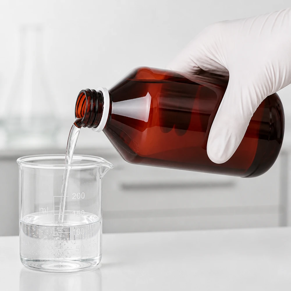PET láhev 750ml s bílým rýhovaným uzávěrem s možností opakovaného uzavření 750ml PET Flasche braun mit Kindersicherungsverschluss für präzise Flüssigkeitsdosierung