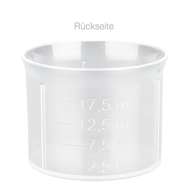 Průhledný dávkovací kelímek 20ml se stupnicí ApoGlas Průhledný dávkovací kelímek 20ml se stupnicí ApoGlas