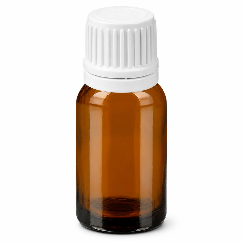 10ml lahvička s kapátkem 0,7mm bílá s tamper-evidentním uzávěrem BrownLine UT18/10 Hochwertige Glasflasche 10ml bernstein mit kindersicherem Verschluss