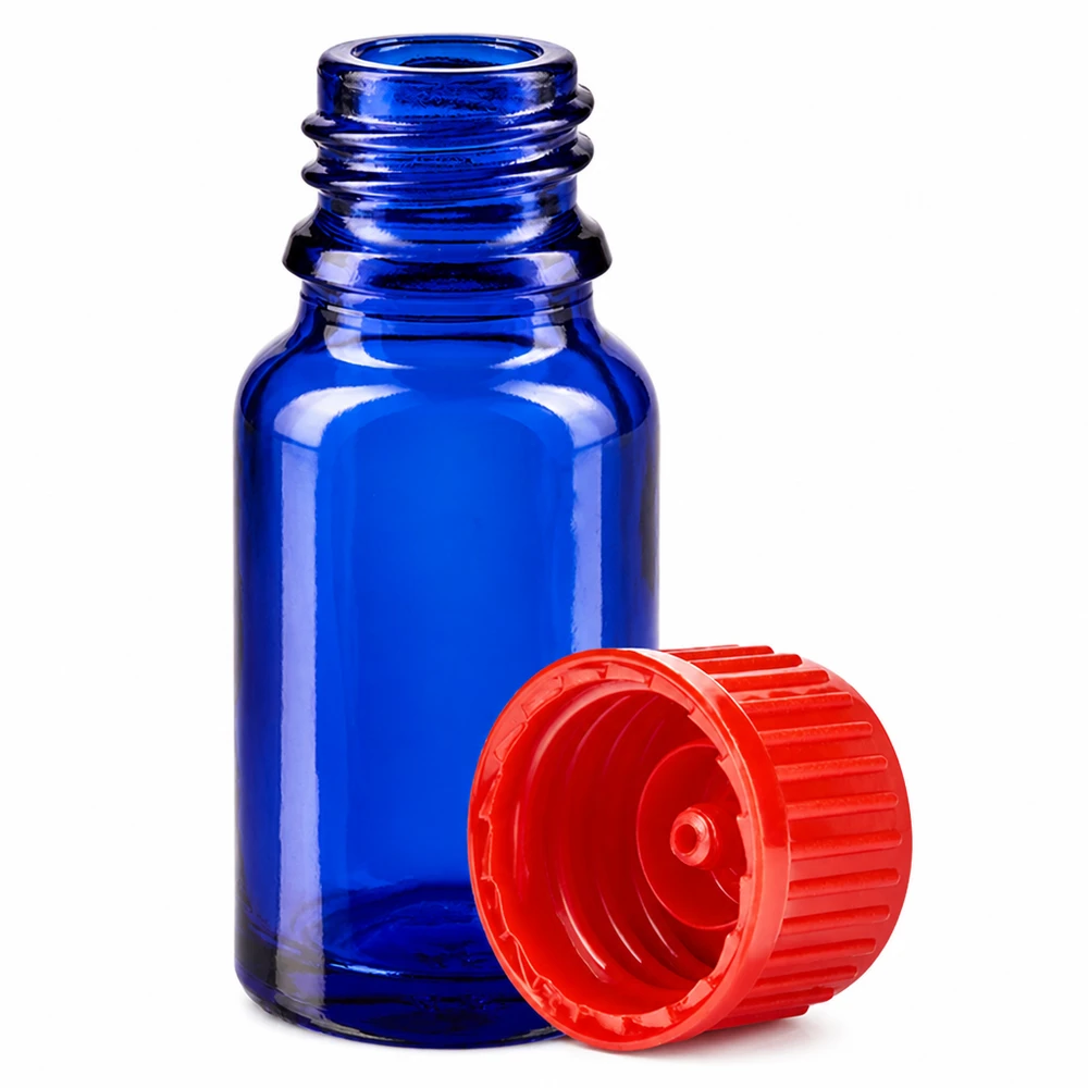 Robuste blaue Glasflasche 10ml mit Kunststoffverschluss für chemische Reagenzien