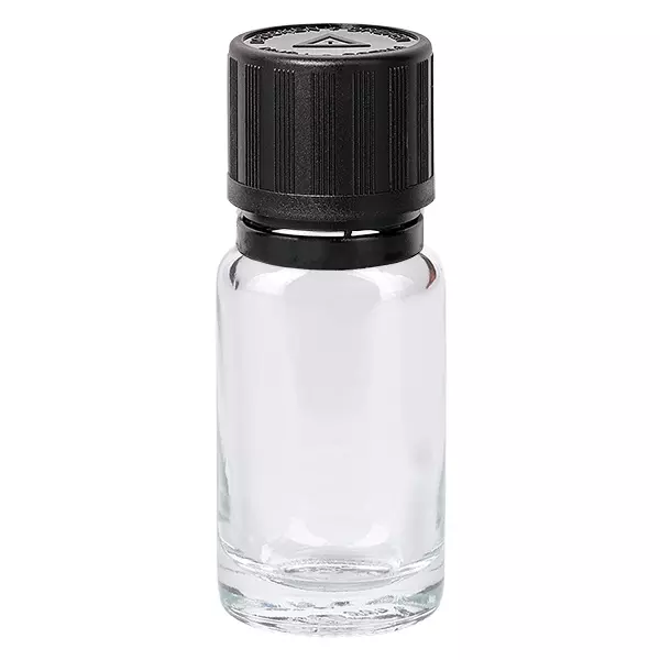 10ml lahvička s kapátkem 1mm černý uzávěr s ochranou proti manipulaci Dětská pojistka Výstražný symbol pro nevidomé ClearLine UT18/10