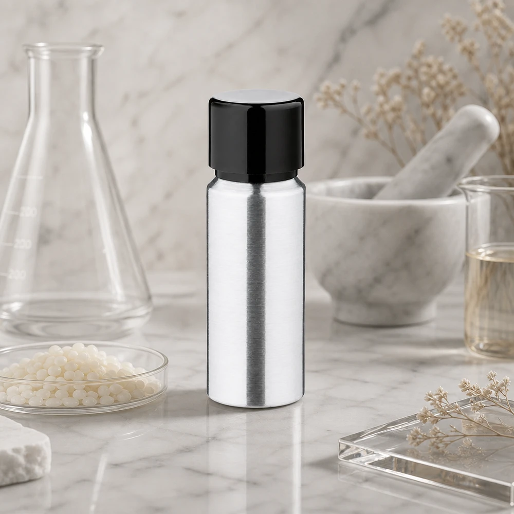 20ml leštěná hliníková lahvička se šroubovacím uzávěrem 20ml Aluminium Kosmetikflasche mit glatter Oberfläche und sicherem Verschluss