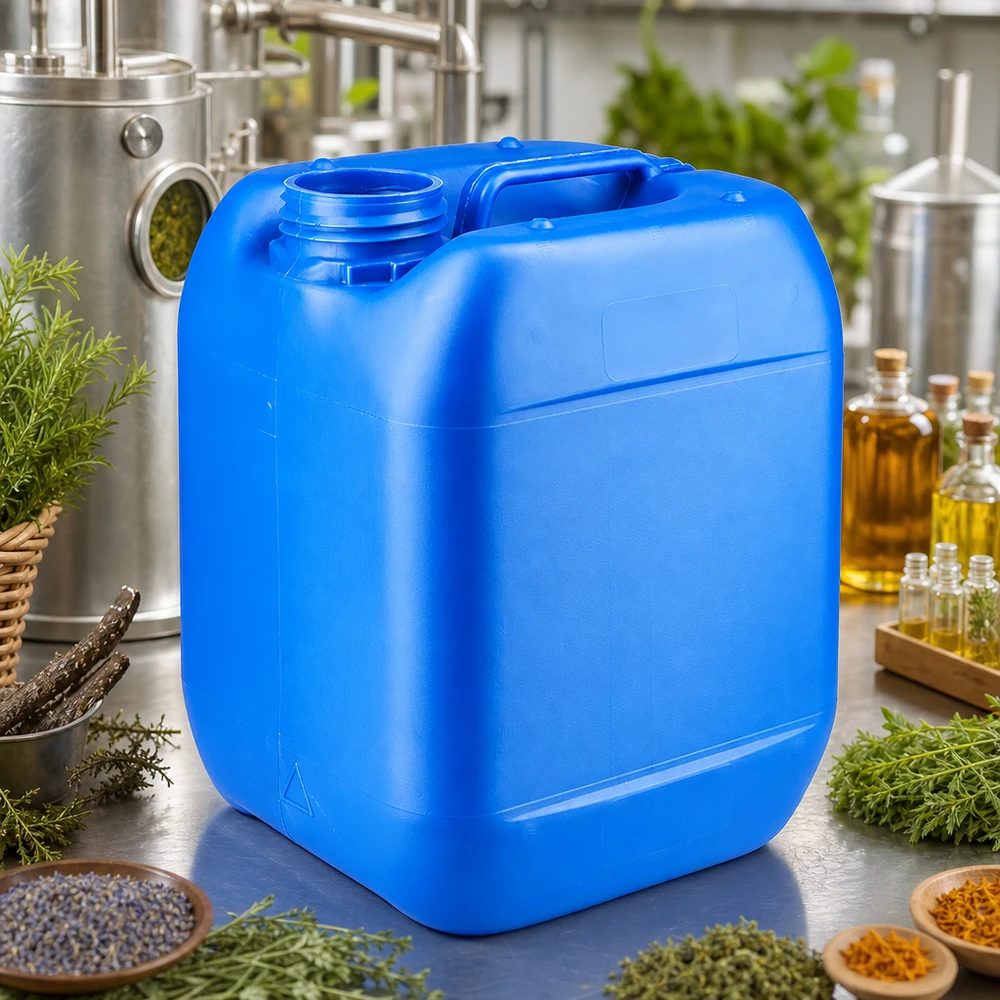 Vielseitiger 5 Liter Kanister blau ohne Deckel mit breitem Schraubgewinde und Tragegriff