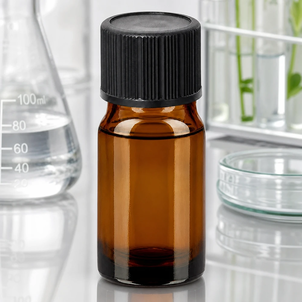 5ml lahvička s kapátkem 1mm černá standardní uzávěr BrownLine UT18/5 Medizinflasche 5ml braun mit tropfgenauem 1mm Ausguss für pharmazeutische Anwendungen