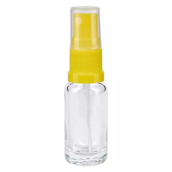 Lékárenská lahvička čirá 10ml s rozprašovačem žlutá Lékárenská lahvička čirá 10ml s rozprašovačem žlutá