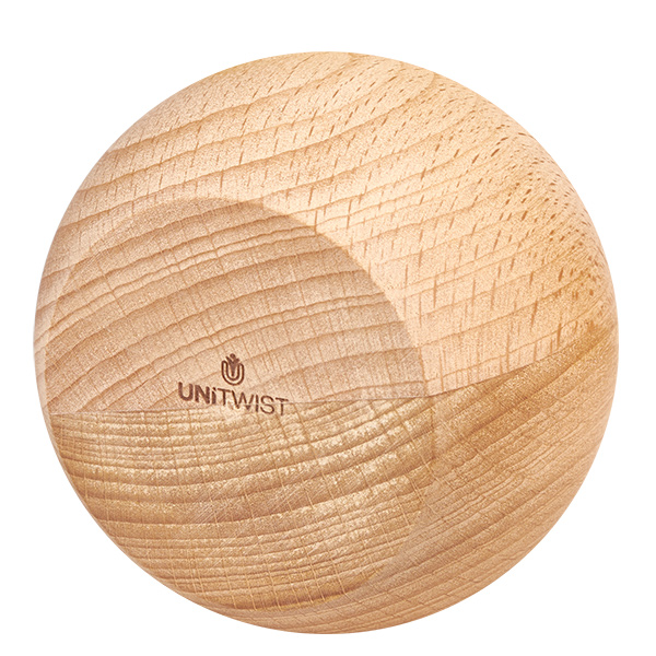 Dřevěná koule UNiTWIST (buk) pro WECK RR80 Einzelne UNiTWIST Holzkugel aus Buche mit Logo und natürlicher Holzmaserung für WECK RR80 Gläser