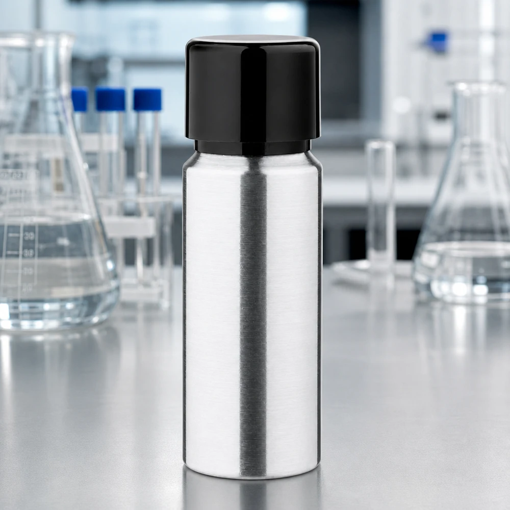 20ml leštěná hliníková lahvička se šroubovacím uzávěrem Kleine 20ml Aluminium-Flasche mit reflektierender Metalloberfläche für präzise Dosierung