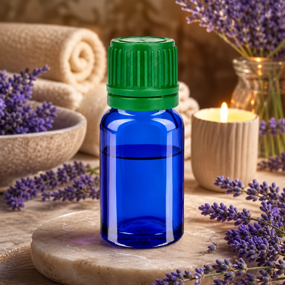 10ml Apothekerflasche aus Kobaltglas mit praktischem grünem Drehverschluss