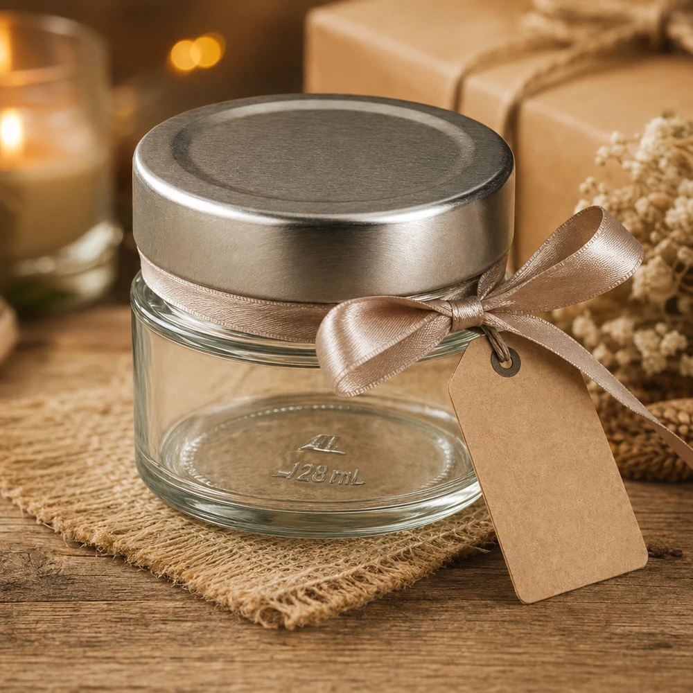 130ml kulatá sklenice + víčko BasicSeal stříbrné UNiTWIST 130ml kulatá sklenice + víčko BasicSeal stříbrné UNiTWIST