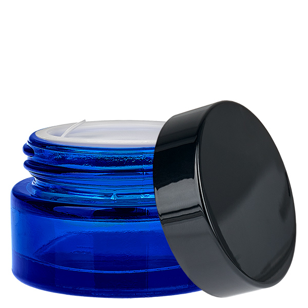 Skleněná dóza 20 ml modrá s vkládacím víčkem UNiTWIST. Skleněná dóza 20 ml modrá s vkládacím víčkem UNiTWIST.