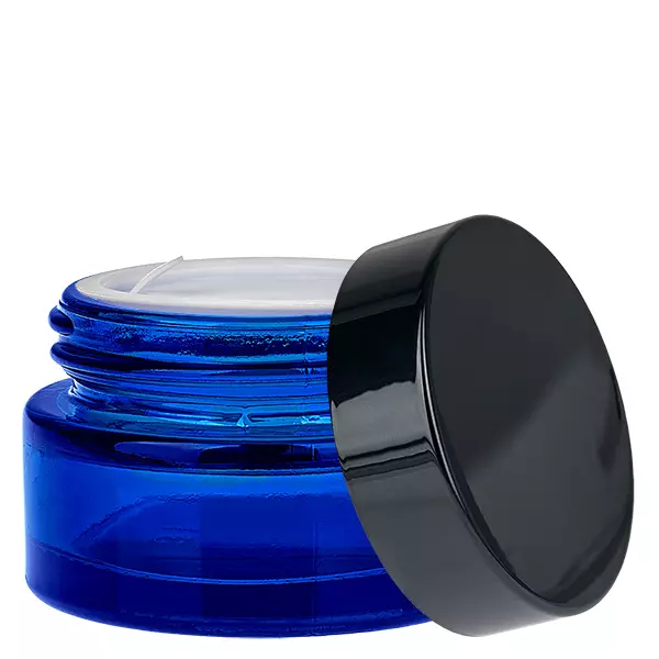 Skleněná dóza 20 ml modrá s vkládacím víčkem UNiTWIST. Skleněná dóza 20 ml modrá s vkládacím víčkem UNiTWIST.