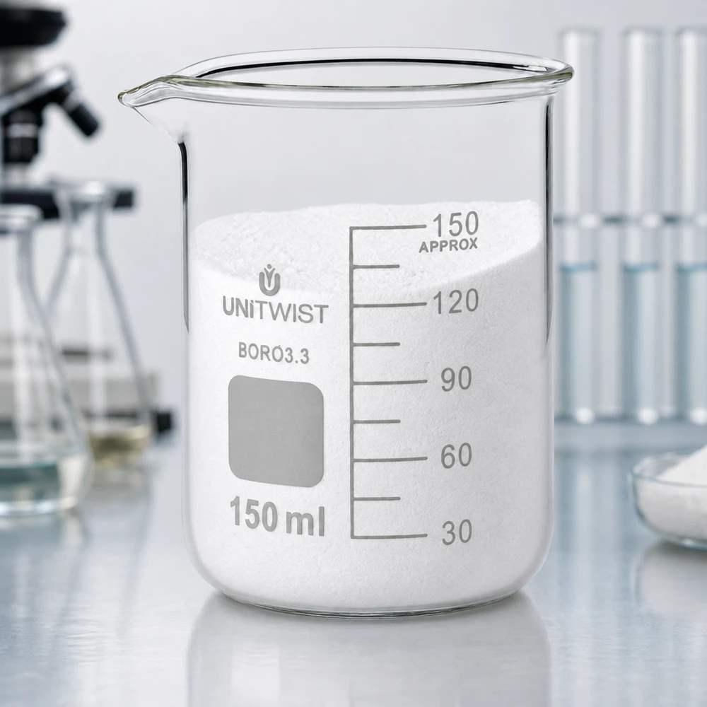 Kádinka 150ml borosilikátová, nízká forma UNiTWIST Laborglas UNiTwist 150ml niedrige Form Borosilikat 3.3 mit Pulverfüllung und Skalierung