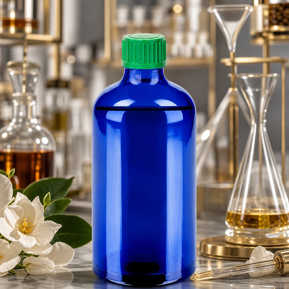 Standard Tropfflasche 100ml blau mit grünem Verschluss für Pharmazie und Kosmetikindustrie