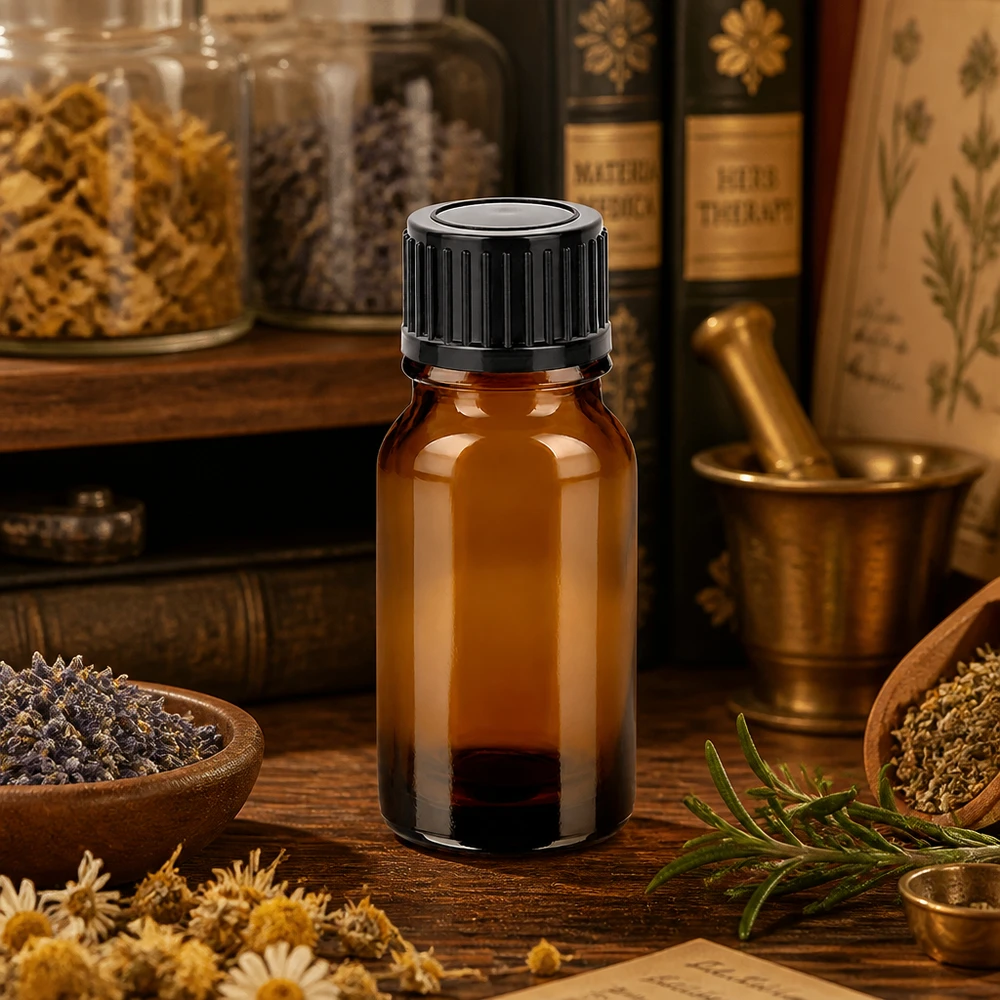 10ml láhev 11mm šroubovací uzávěr černý Standard BrownLine UT18/10 10ml Braunglasflasche im Standardformat mit schwarzem Verschluss für Pharmazie und Aromatherapie