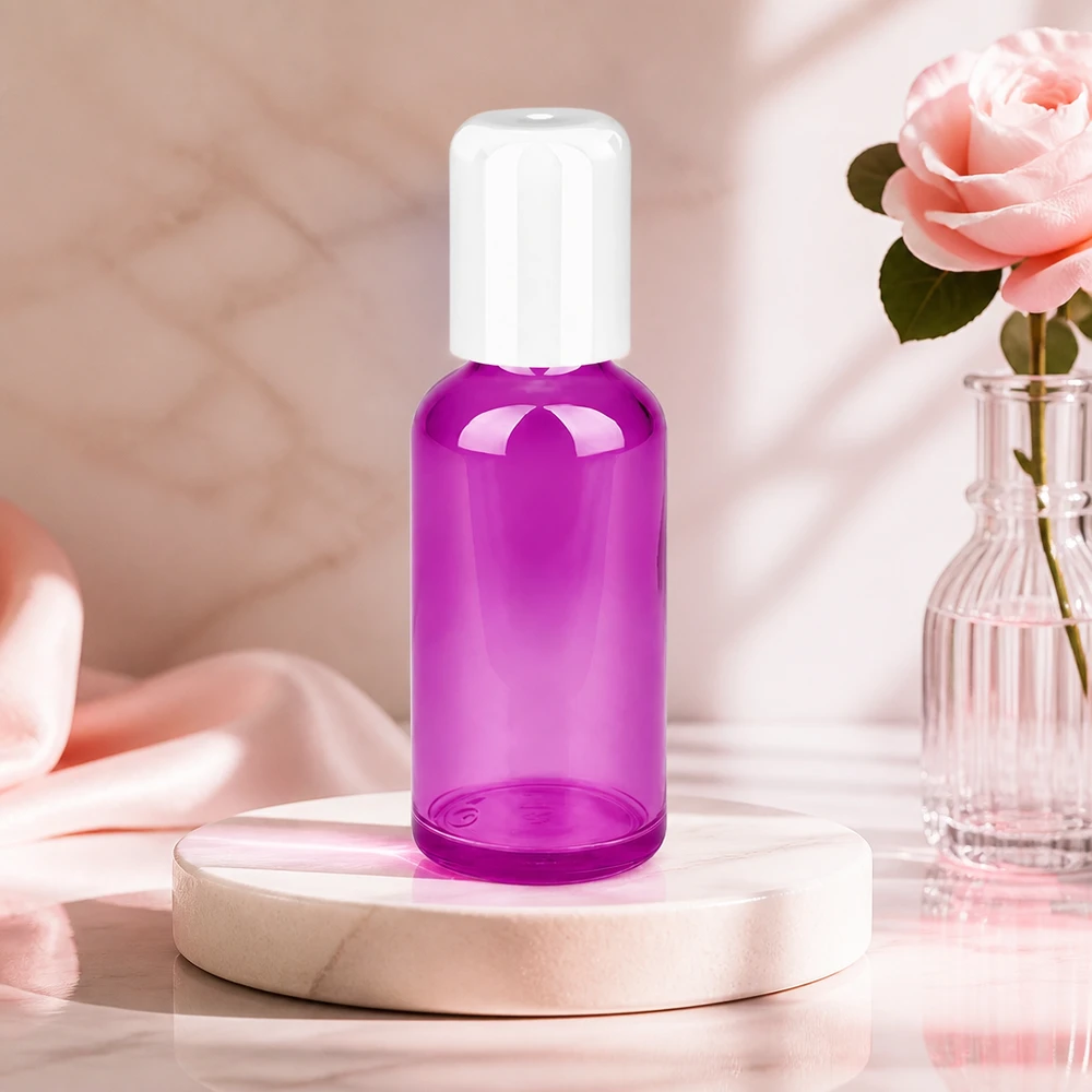 50ml lahvička s globulí bílá standardní PurpleLine UT18/50 50ml Rollerflasche violett mit hygienischem Verschluss für saubere und kontrollierte Anwendung