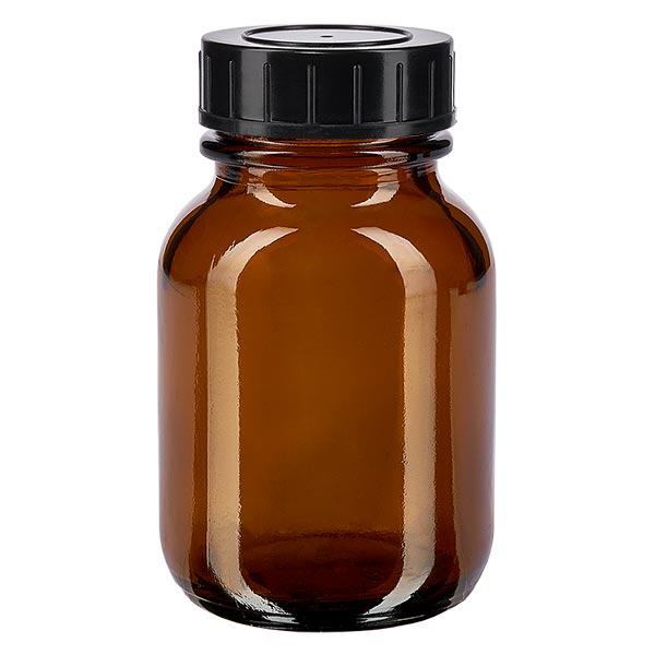 50ml l&#225;hev s &#353;irok&#253;m hrdlem z jantarov&#233;ho skla se &#353;roubovac&#237;m uz&#225;v&#283;rem.