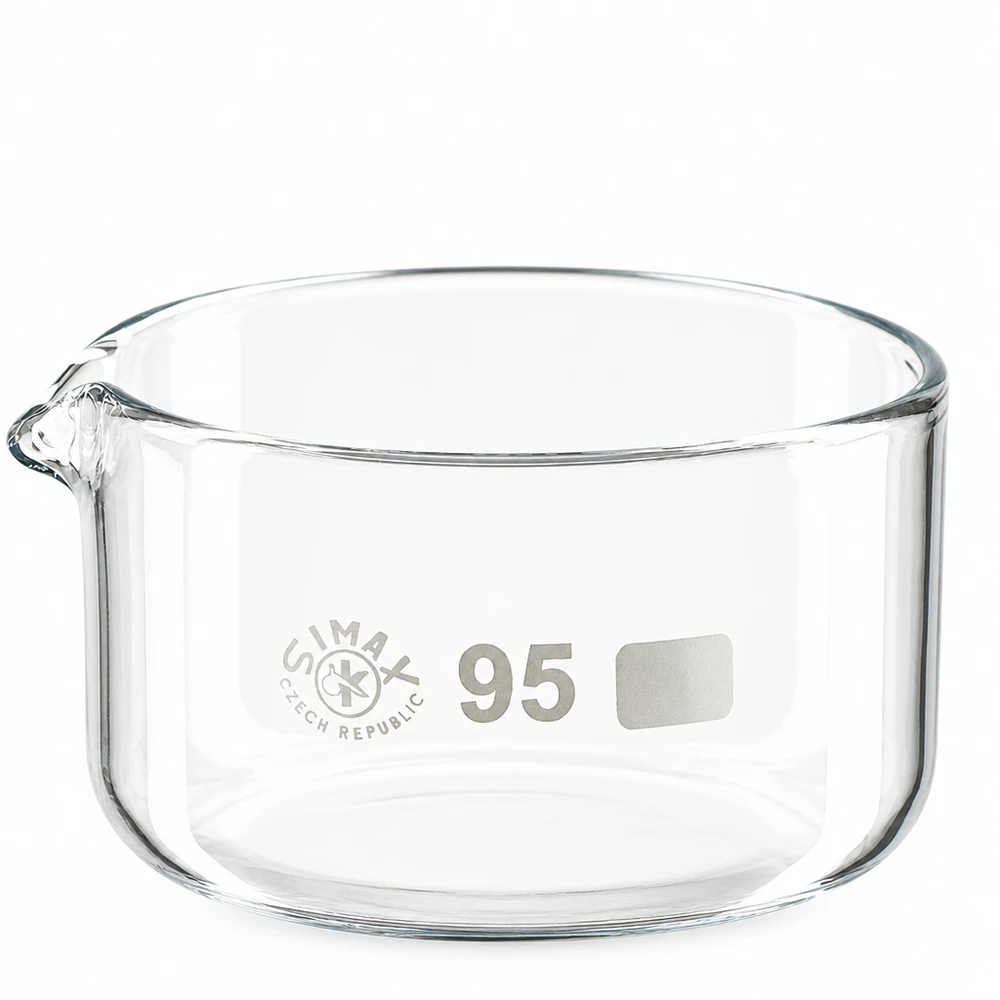 300ml krystalizační miska s borosilikátovou výlevkou ø95mm Borosilikatglas Kristallisierschale 300ml ø95mm für Eindampfen und Kristallisation