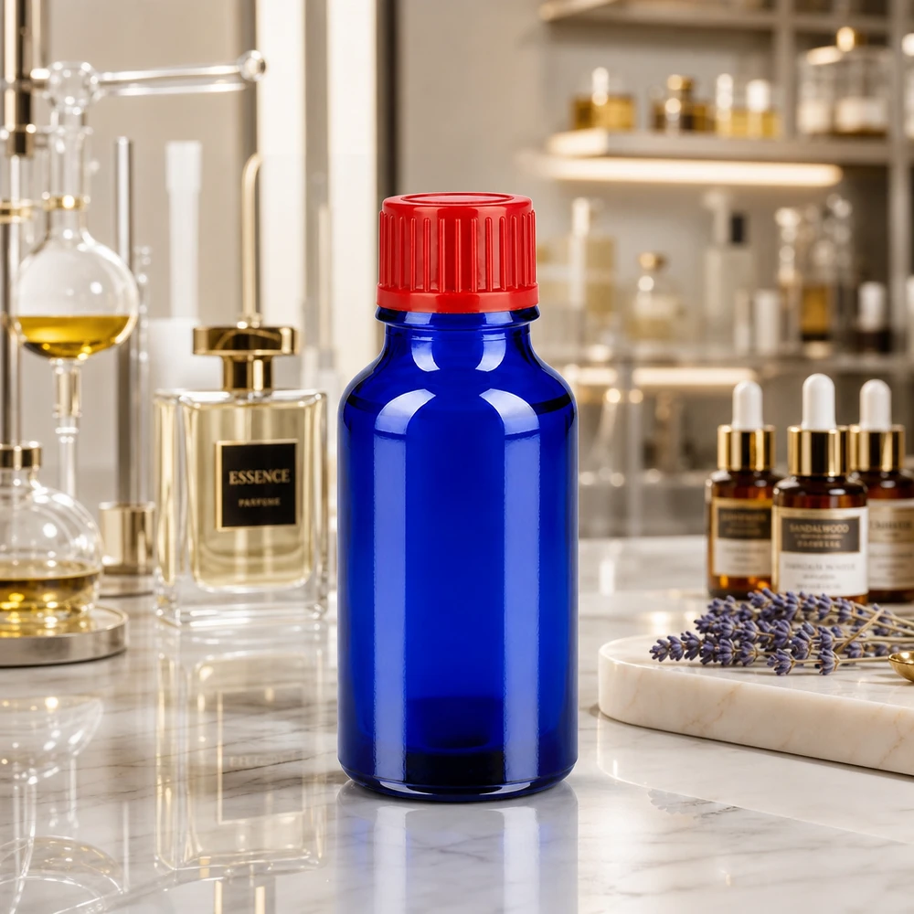 20ml Violettglas-Flasche mit rotem Originalitätsverschluss zum Schutz vor Lichteinwirkung