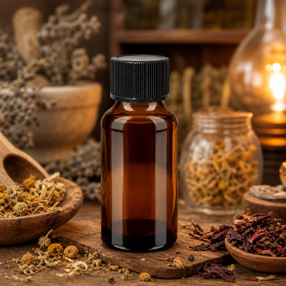 20ml lahvička s kapátkem 1mm černá standardní uzávěr BrownLine UT18/20 20ml Medizinflasche aus Braunglas mit schwarzem Tropfverschluss für flüssige Präparate