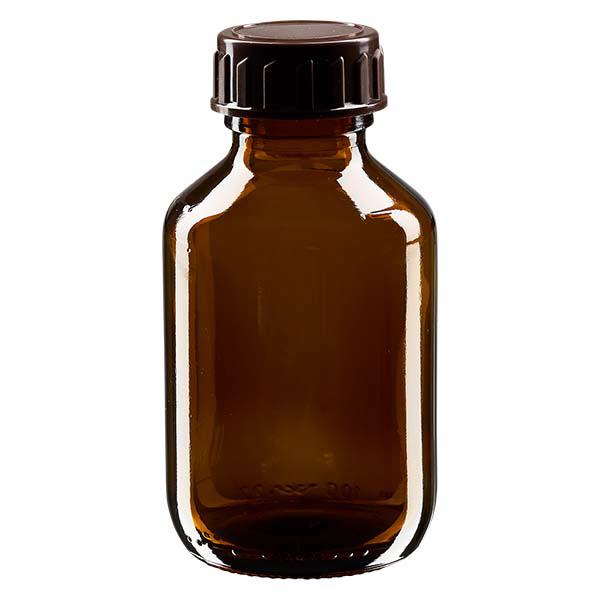 Lahvička na léky 100ml hnědá, s hnědým uzávěrem ApoGlas Lahvička na léky 100ml hnědá, s hnědým uzávěrem ApoGlas