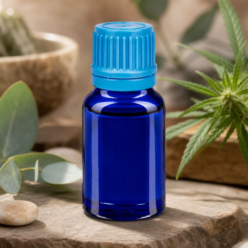 10ml lahvička 11mm šroubovací uzávěr modrá BlueLine UT18/10. Präzise 10ml Dosierflasche mit UT18/10 Standard für professionelle Anwendungen
