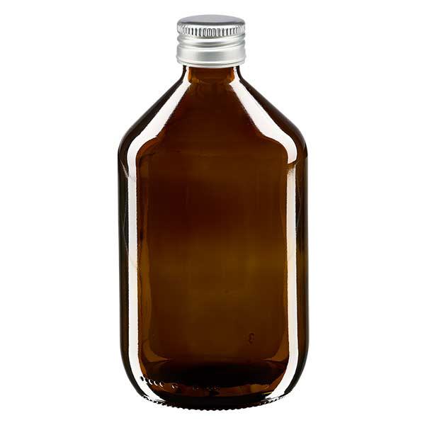 500ml láhev na léky hnědá, se stříbrným hliníkovým uzávěrem ApoGlas 500ml láhev na léky hnědá, se stříbrným hliníkovým uzávěrem ApoGlas