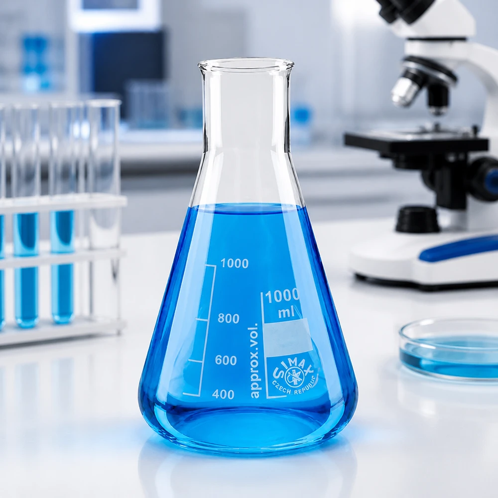 Erlenmeyerova baňka 200ml se širokým hrdlem Erlenmeyerkolben 200ml Weithals säureresistent für aggressive Chemikalien und Lösungen