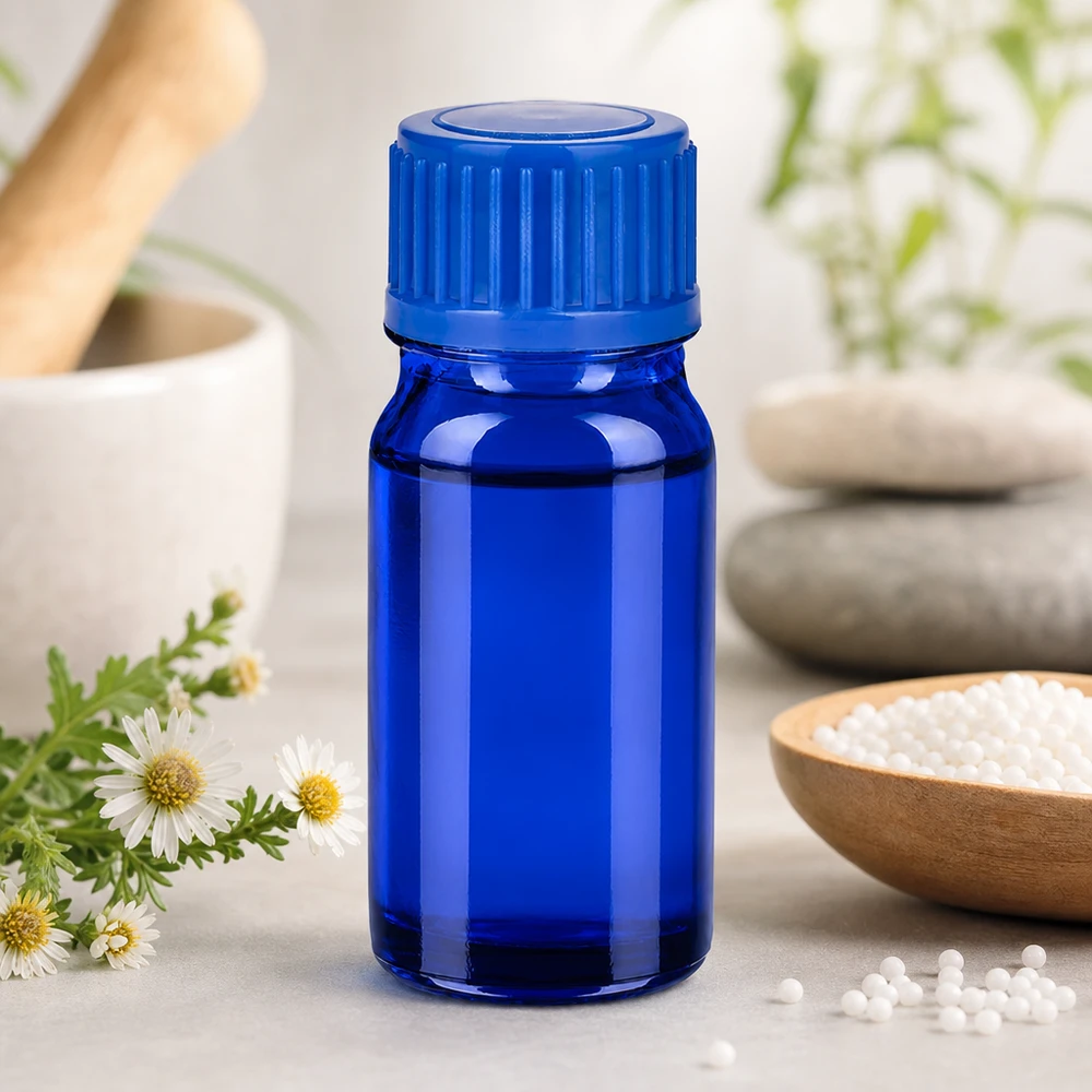 5ml láhev 11mm šroubovací uzávěr modrý Standard BlueLine UT18/5 Zertifizierte 5ml Glasflasche blau nach Pharmastandard für Tinkturen und Essenzen