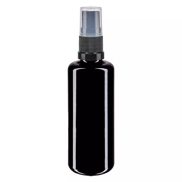 Lékárenská lahvička violet 50ml sprejový nástavec černá Lékárenská lahvička violet 50ml sprejový nástavec černá