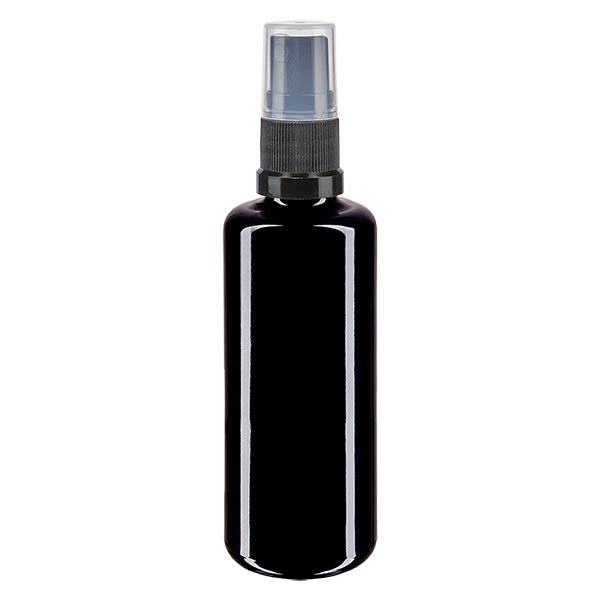 Lékárenská lahvička violet 50ml sprejový nástavec černá Lékárenská lahvička violet 50ml sprejový nástavec černá