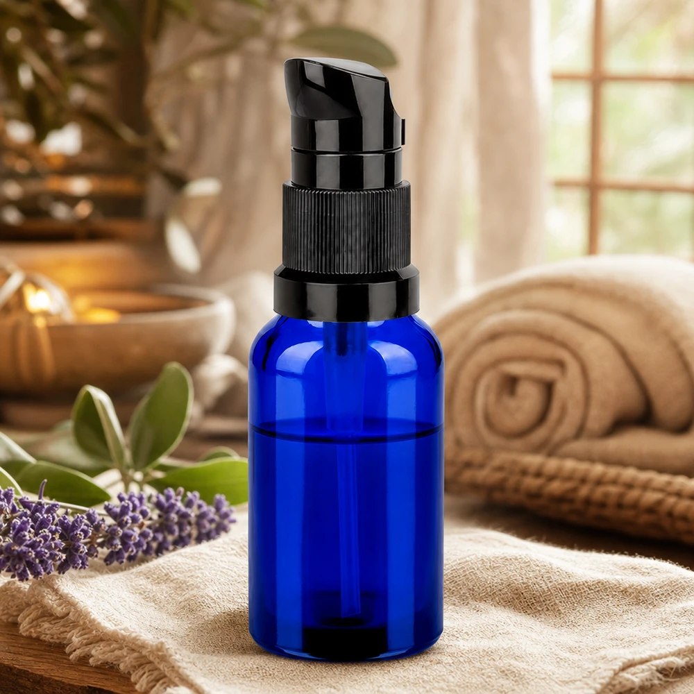 20ml lahvička s pumpičkou černá standardní uzávěr BlueLine UT18/20 20ml Pumpflasche schwarz STD BlueLine UT18/20 - stilvolles Design für professionelle Kosmetikverpackung
