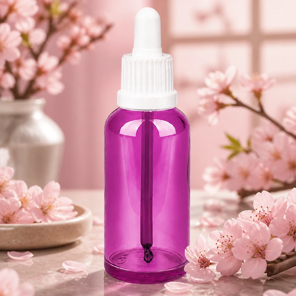 50ml pipetovací láhev bílá Originality šroubovací uzávěr PurpleLine UT18/50 Elegante violette 50ml Glasflasche mit weißem Pipettenverschluss für Beauty Anwendungen