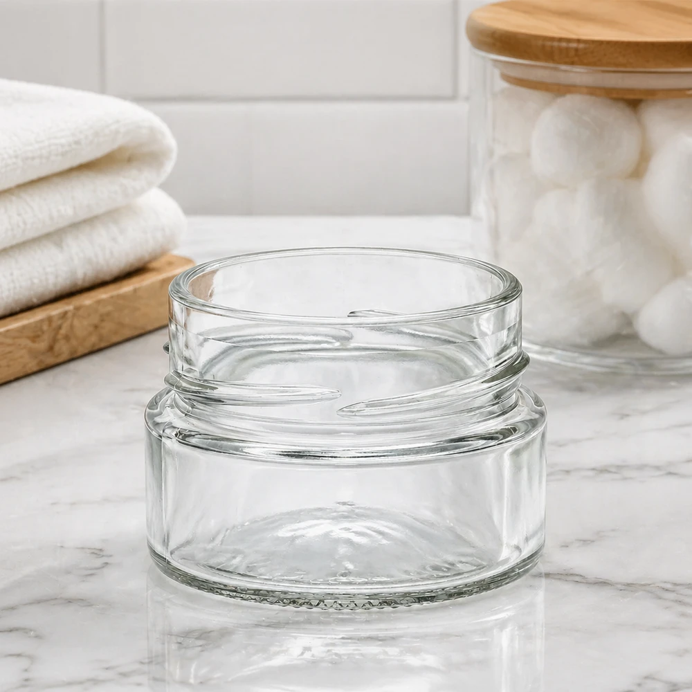 Kulatá sklenice o objemu 80 ml bez víčka (TO58deep) UNiTWIST Rundes Glasgefäß 80ml mit TO58 Gewinde transparentes Einmachglas für Küche und Aufbewahrung