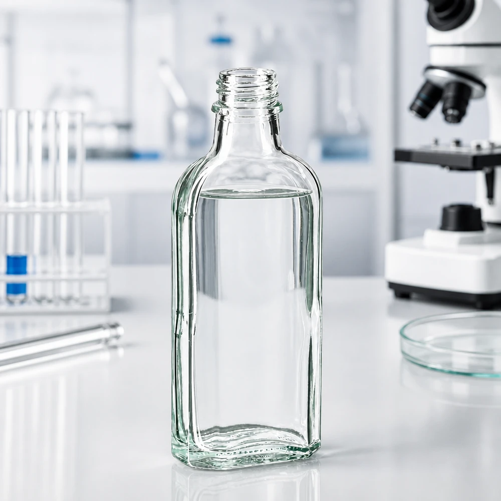 100 ml meplatová láhev čirá DIN22 Transparente 100 ml Flasche DIN22 für chemische und pharmazeutische Anwendungen