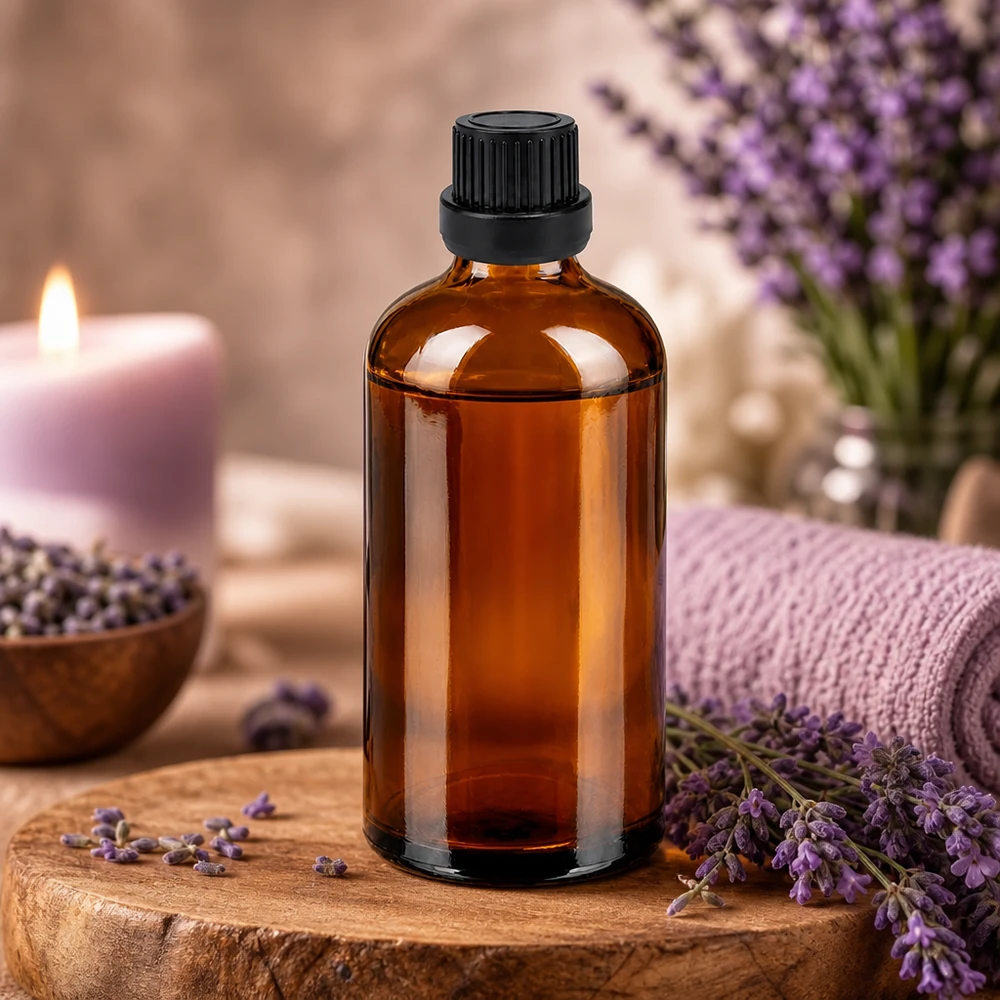 100ml kapátko lahvička 2mm černá tamper-evidentní uzávěr BrownLine UT18/100 Klassische bernsteinfarbene Tropfflasche 100ml mit dichtem Verschluss für Kräuteressenzen