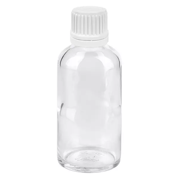 50ml lahvička s kapátkem 0,7mm bílá s tamper-evidentním uzávěrem ClearLine UT18/50