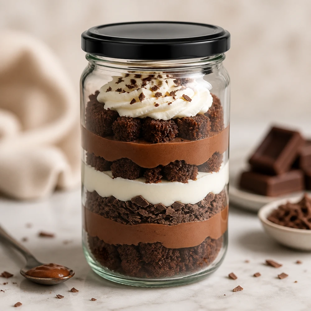 305ml kulatá sklenice s víčkem BasicSeal černá UNiTWIST 305ml Rundglas UNiTWIST mit schwarzem Deckel für Schichtdesserts - perfekt für Tiramisu und Mousse-Kreationen