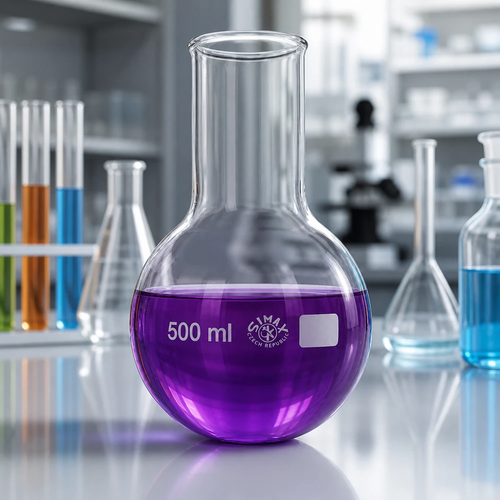 Baňka s kulatým dnem 500ml se širokým hrdlem Laborglasware Rundkolben 500ml mit weiter Öffnung für präzise Messungen