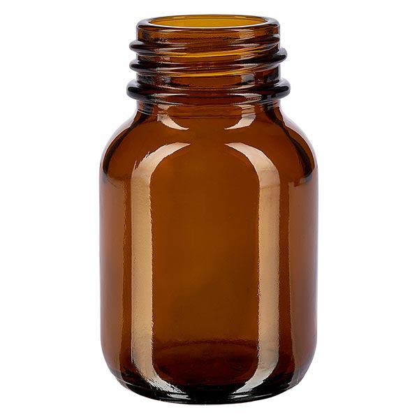 50ml l&#225;hev se &#353;irok&#253;m hrdlem jantarov&#233; sklo se &#353;roubovac&#237;m uz&#225;v&#283;rem