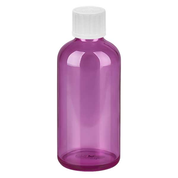 100ml lahvi&#269;ka s kap&#225;tkem 1,2mm b&#237;l&#233; standardn&#237; d&#283;tsk&#233; pojistky PurpleLine. UT18/100