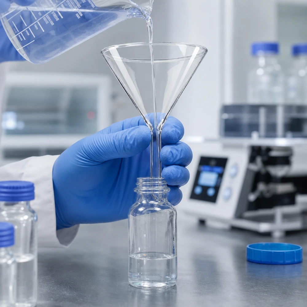 Trychtýř ø100mm borosilikátový úhel 60 krátký styl Professioneller Glastrichter Kurzform für Qualitätskontrolle und wissenschaftliche Experimente