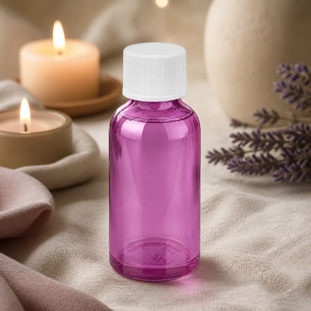 30ml láhev se šroubovacím uzávěrem 11 mm bílá standardní PurpleLine UT18/30 30ml Violettglas mit weißem Verschluss perfekt für DIY-Kosmetik und Naturprodukte