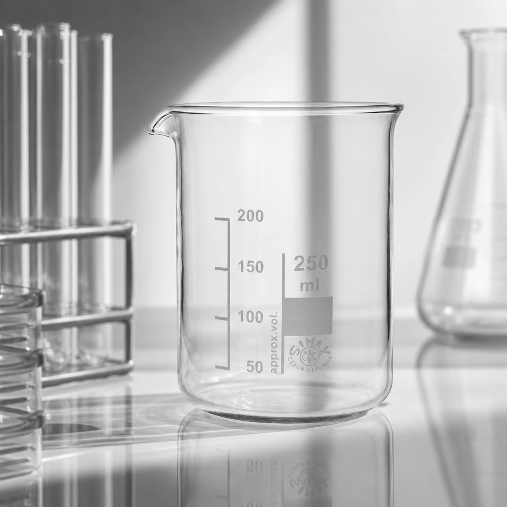 Chemiebeständiges Becherglas 250ml aus Spezialglas resistent gegen Säuren und aggressive Substanzen