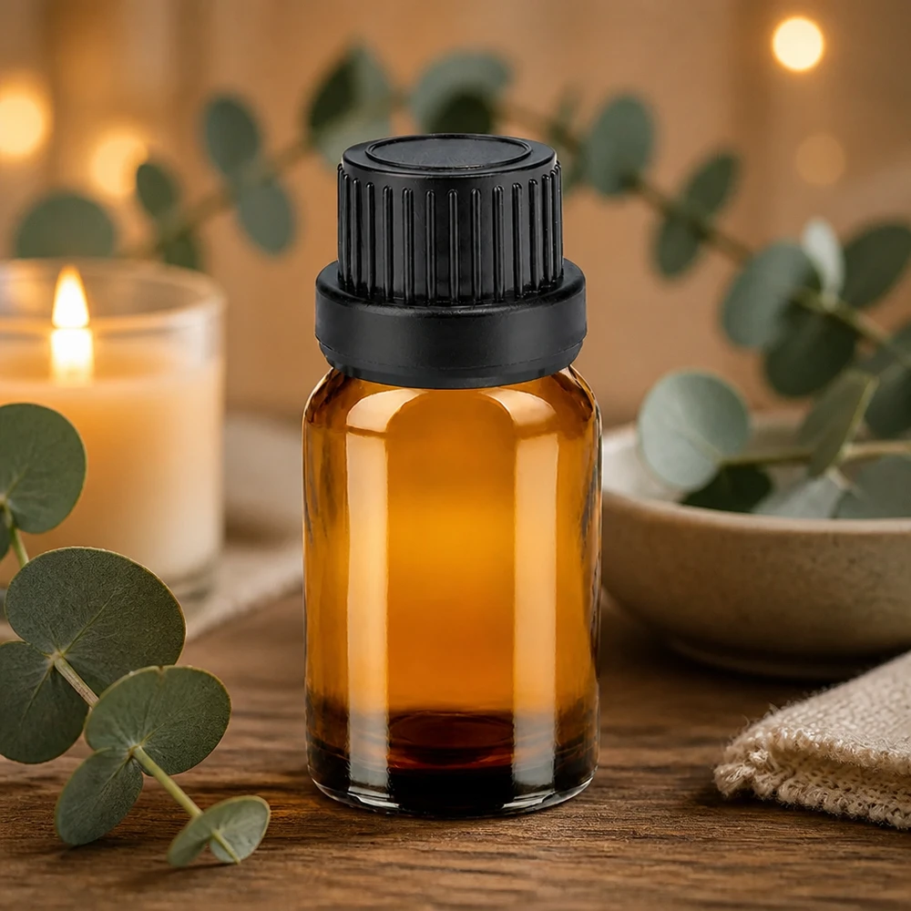 10ml láhev 11mm šroubovací uzávěr černý tamper evident uzávěrII BrownLine UT18/10 Elegante 10ml Flasche in Bernsteinbraun mit mattschwarzem Verschluss für Premium Produktpräsentation