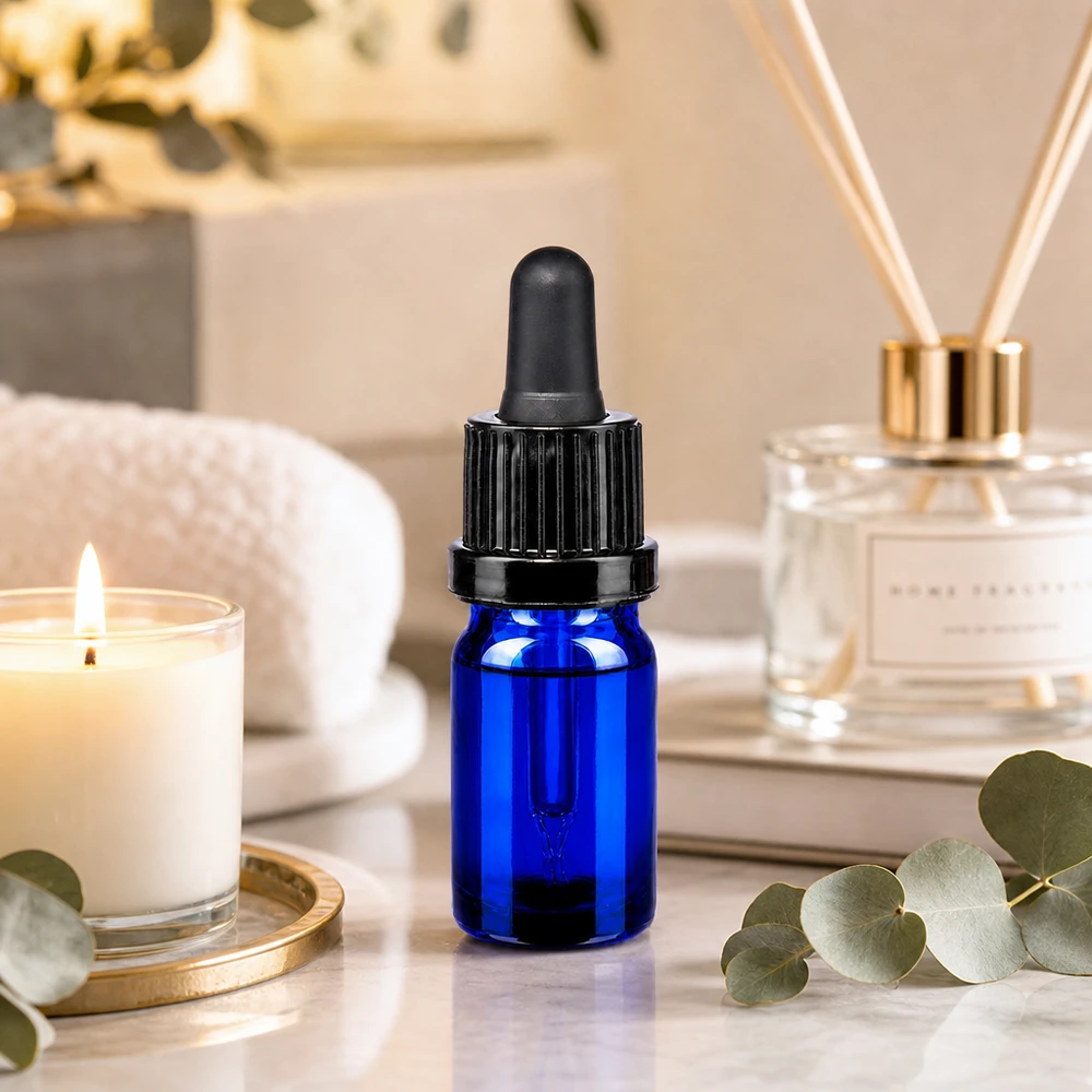 5ml pipetovací láhev černá s tamper-evidentním uzávěrem BlueLine UT18/5 Praktische Dropper-Flasche 5ml in Blau für DIY-Kosmetik OV BlueLine UT18/5